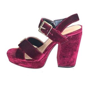 Crimson / Burgundy Heels - Velvet Platform Pumps